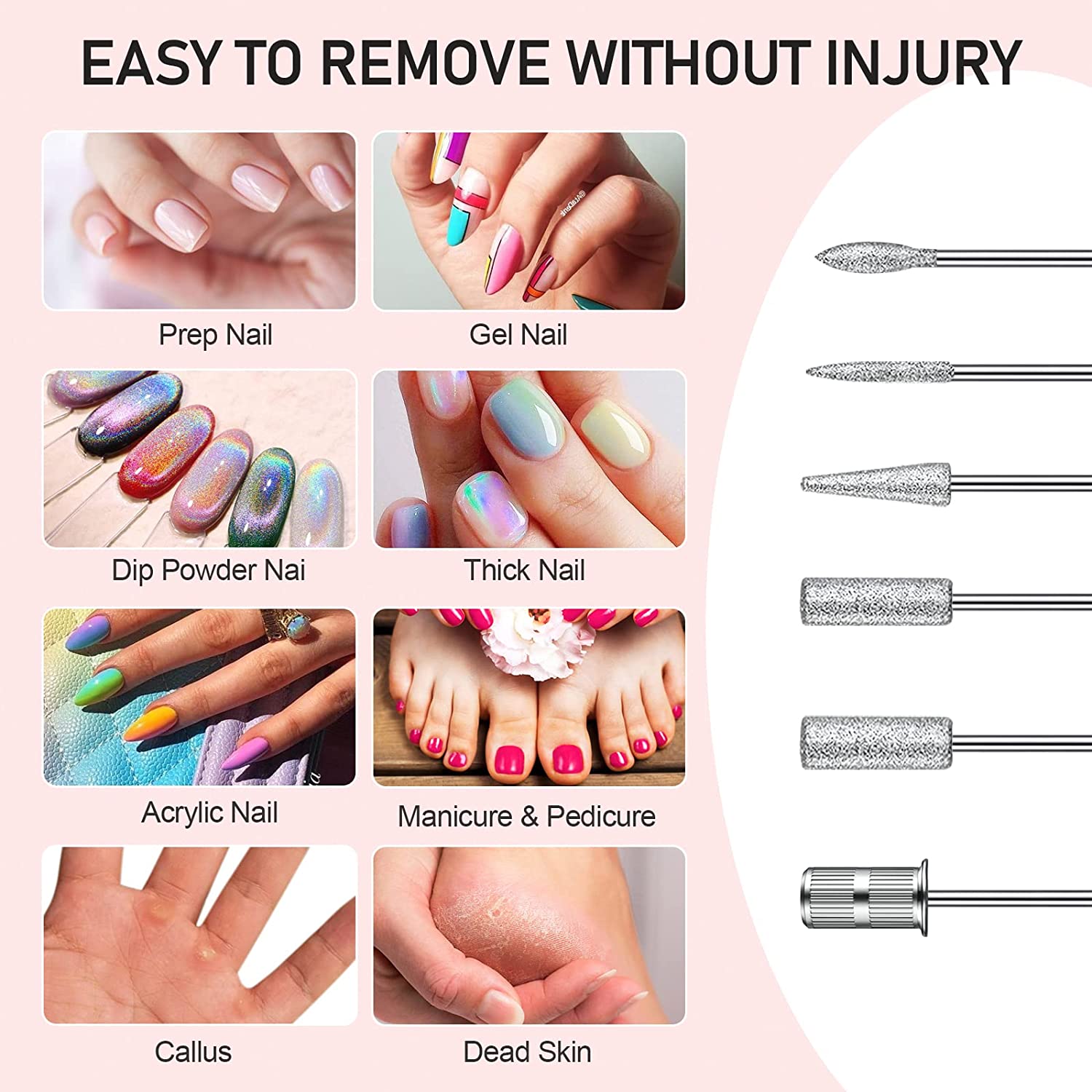 Portable Electric Nail Drill Machine, 20000RMP Nail Drills for Acrylic Nails Professional Manicure Pedicure Set Polishing Shape Tools with Nail Drill Bits,Sanding Bands and Brush(Gold Black) - Image 8